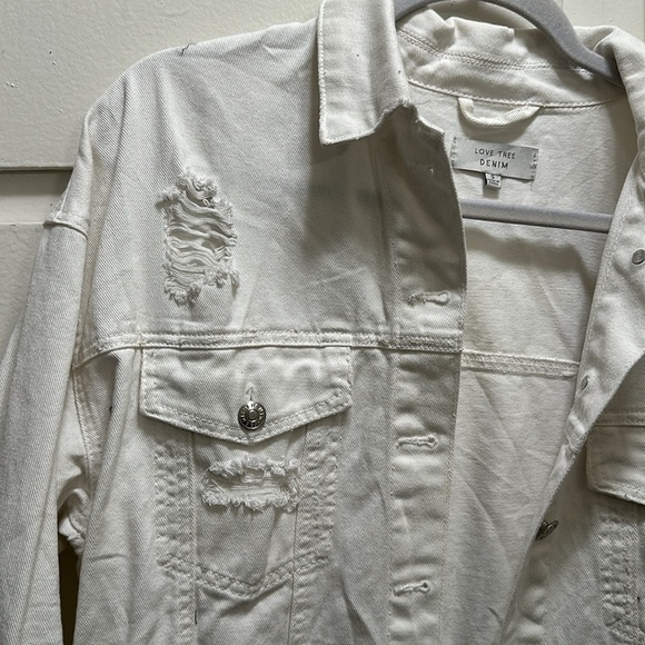 Distressed White Jean Jacket - Picture 2 of 3